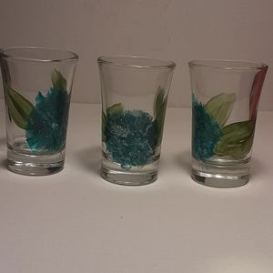 Set of 3 hand painted 1 oz. Shot glasses